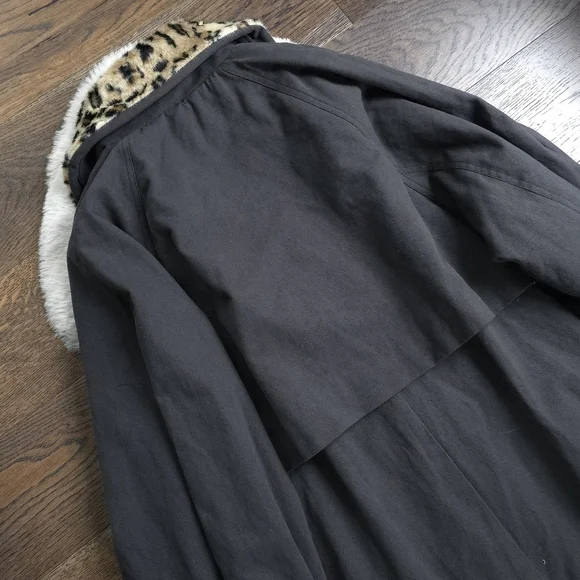 NWOT Free People X Revolve Oversized Leopard Cheetah Faux Fur Collar Trench - Picture 9 of 11